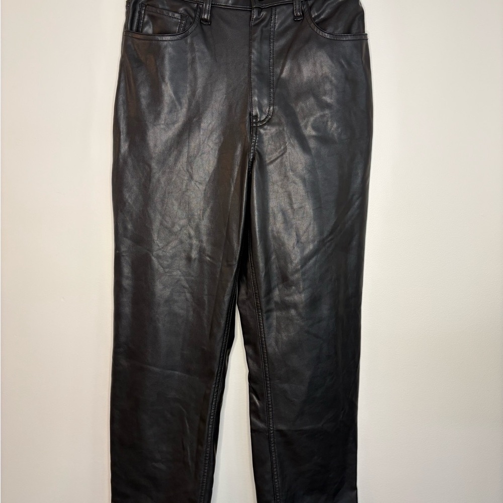 Abercrombie & Fitch Black Straight-Leg Faux Leather Pants